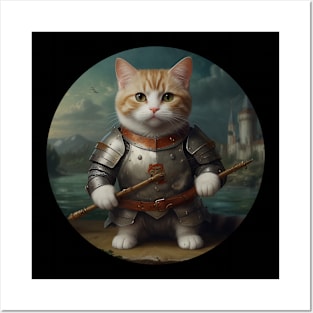 Cute cat knight Posters and Art